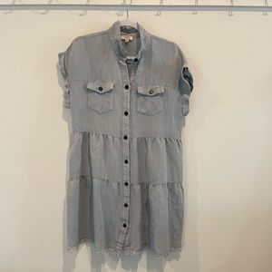 Lightweight Denim Tiered Mini Dress